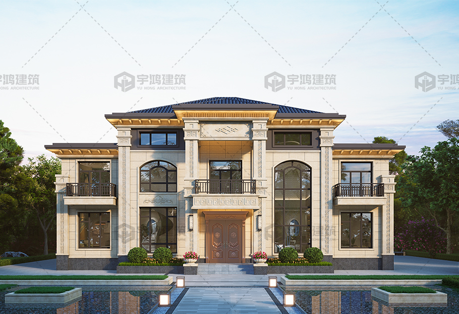 帶堂屋 客廳挑空二層新中式別墅全套圖紙